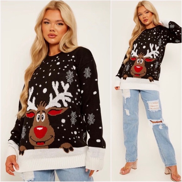 1 LEFT! Women's Soft Comfy Holiday Christmas Winter Festive Trendy Cute Sweater - Picture 2 of 6